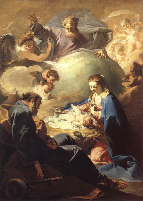 PELLEGRINI, Giovanni Antonio The Nativity with God the Father and the Holy Ghost china oil painting image